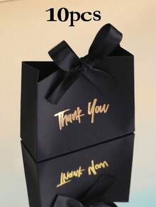 10pcs Elegant Mini Gift Boxes/Bags With Gold Ribbon And "Thank You" Design, Multiple Colors Available, Suitable For Wedding Favors, Party Favors, Small Gifts, Birthday, Gender Reveal, Halloween Candy, Back To School, Valentine's Day - Multicolor - View 18