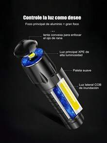Mini Linterna LED Ultra Brillante, Antorcha Recargable para Camping, Luz de Trabajo Portátil, Foco para Exteriores con Perlas XPE de Alto Brillo, Luz Lateral COB de Alto Brillo, Múltiples Modos de Iluminación, Zoom, Ideal para Exploración, Aire Libre, Camping, etc., Linterna Recargable, Linterna Recargable, Luz Recargable por USB, Linterna LED Recargable por USB, Linterna USB, Linterna Recargable de Alta Potencia, Mini Linterna Recargable, Power Bank, Linterna Potente, Luz de Mano Fuerte. - Negro - Ver 6