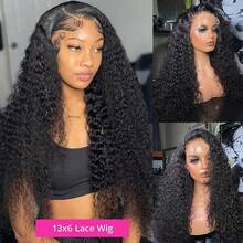 CEXXY 360 Full Frontal Lace Wig, Curly Human Hair Wig, 91 Cm (36 Inches), Water Curly, Ready To Wear, 200% Density, Brazilian Curly HD Lace Hair, Untreated, Natural Hairline With Baby Hairs, Deep Part, Ideal For Everyday Wear And Parties - Natural Black - Xem 9
