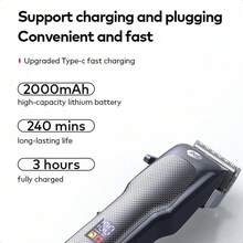 itel IHC-36 Classic 4-bladsklippare, trådlös typ-C-laddningsbar, smart digital display, premiummetalldesign, 2000 mAh batteri med lång livslängd, precisionsklippning med vassa blad för hårklippning och styling - Svart - Visa 4