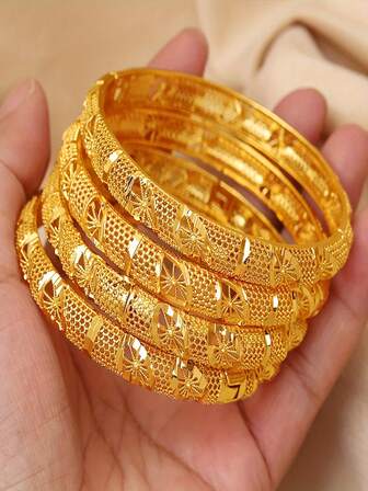 1 件 24K 镀金奢华经典袖口手链 - 可打开的镂空设计，适合女性，非马赛克合金材质，适合日常佩戴和度假 - 适合所有季节