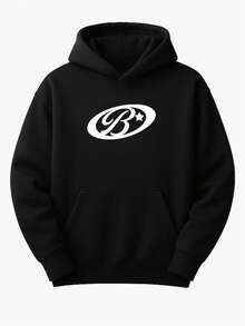 Hoddie Sudadera con capucha y bolso cangurera Lisa con estampado de calidad con diseño colorido hecha con poliester - Negro - Ver 1