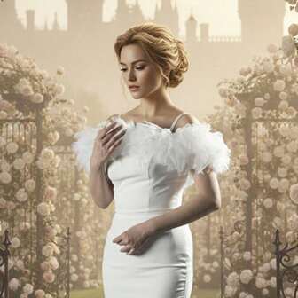 1pc Classic Short Shawl, Fluffy & Elegant Adjustable Bust Bandeau, Party & Bridal Accessory