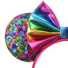 Disney 1pc Shiny Creative Cute Colorful Sequin Mouse Big Ear Sequin Headband, Student Party Costume Accessory - Color - View 3