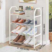 4-Tier Simple Multi-Layer Steel Pipe Shoe Rack, PET Material, Student Dorm Small Shoe Rack, Shoe Cabinet, Children's Shoe Rack, Storage Rack, Helpful For Storing Shoes. - Multicolor - View 18