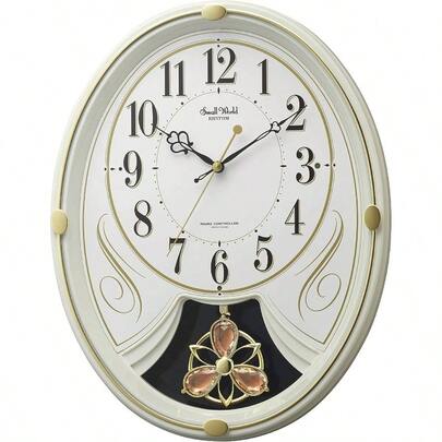 掛け時計 電波時計 6曲 メロディ 36. 5x28. 5x7. 2cm 茶色 4MN554RH06