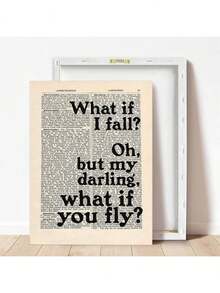 1pc Framed Canvas Wall Art Poster - "Dear, What If I Fall?" Quote - Versatile Holiday Decor, Canvas Hanging Painting, Perfect For Home, Dorm And Living Room Decoration, Birthday Graduation Gift - Multicolor - View 16
