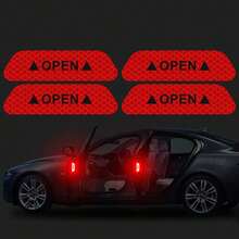 4pcs Open Door Reflective Stickers, Safety Warning Reflective Film, Car Door Anti-Collision Strips, Anti-Scratch Decorative Stickers - one-size - View 6