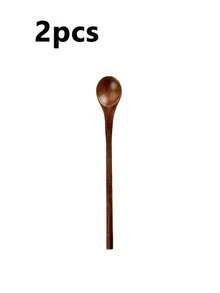 3/2/1pc Durable Wooden Long Handle Dinner Spoon, Teaspoon, Milk Honey Soup Spoon, Stirring Stick, Kitchen Accessories - Multicolor - View 9