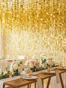 5pcs 100cm Shiny Sequin Flower Garland With Fairy Lights, Free Rope Included, Suitable For Wedding Arch Backdrop, Birthday Party, Baby Shower | Indoor/Outdoor Party Hanging Decor, Photo Backdrop, Wedding Decoration, Home Holiday Party