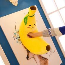Soft Banana Plush Pillow Doll Long Bolster Stuffed Fruit Series Decor For Living Room Bedroom Nap Cute Banana Doll - 黃色 - 查看 5