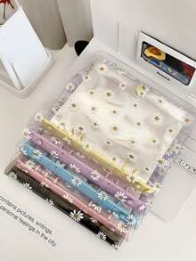 A5 6孔雏菊活页夹封面，带可替换内页的相册套装，DIY收纳笔记本，文具收纳盒 - 彩色 - 查看 1