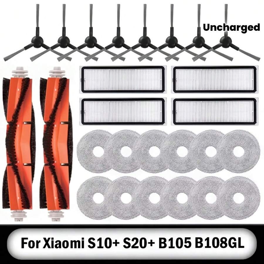 Robot Vacuum Cleaner Accessory Kit - Compatible With S20+, S20+ Plus, B108GL, S10+, S10+ Plus, B105 - Includes Main Brush, Side Brushes, HEPA Filter, Mop Pad - Essential Maintenance Kit, Vacuum Cleaner Accessories | Comprehensive Accessory Set | Durable Filters