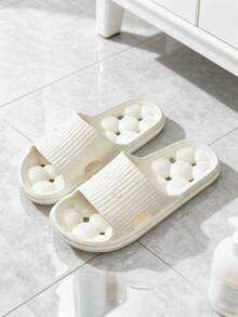 Women's Solid Color Plastic Slippers, Basic Style Home Slippers, Synthetic Fiber Glossy Plastic Slippers, Beach & Home Wear, All Season Plastic Slides - White - View 5