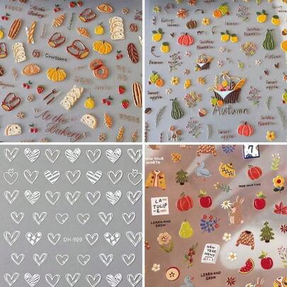 Hình dán trang trí móng tay Maillard Wind - Graffiti mùa thu + Hình ảnh chú thỏ dễ thương đi dã ngoại, chống thấm nước, chống trầy xước, dễ bóc và dán, không để lại cặn, bám dính chắc chắn mà không làm hỏng bề mặt, thích hợp cho văn phòng phẩm, sổ tay, ốp điện thoại, trang trí bàn làm việc, đồ thủ công, đồ chơi, ba lô, tự làm móng nghệ thuật, quà tặng bạn gái, đi làm.