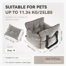 HAZOOWILL 冬季宠物车载安全座椅，适用于猫狗 - 保暖旅行包，带固定钩和提手，灯芯绒面料，适用于前排/后排汽车座椅，多场景适用（咖啡馆/公园/户外/居家），圣诞礼物