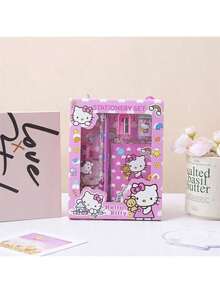 Sanrio 6pcs/1set Sanrio Writing Tool Set, Black Cat Melody Cinnamon Dog Stationery Set, Includes Premium Pencil, Eraser, Ruler, Notebook, Pencil Sharpener, Back To School; School Supplies; School Stationery Suitable For Students,Party Gift