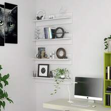 Wall Shelf 4 Pcs White 80x11.5x18 Cm Engineered Wood - White - View 2