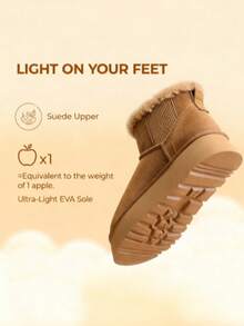 Women's Snow Boots .1.5 Inch Platform Fuzzy Winter Water Resistant Mini Ankle Boots Stable Lightweight Booties Anti-Slip With Memory Foam Festival Outdoor Boots - 棕色 - 查看 4