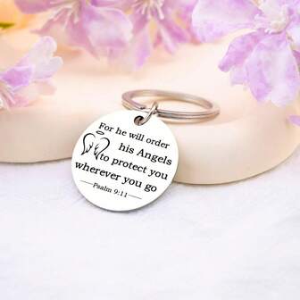 1pc Christian Keychains Bible Verse Keychain Cross Keychain For Women Bible Accessories Women For He Will Order His Angels To Protect You Wherever You Go Faith Gifts
