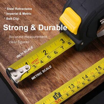 Measuring Tape Measure By Imperial Inch Metric Scale, 3M/10ft, 5M/16ft, 10M/33ft Steel Retractable Imperial And Metric Measuring Tape For Engineer ,Contractors, DIY, Architect, Woodworking, Construction