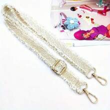 女士优雅可调节肩带 - 可调节包带，高品质金色五金配件，可水洗装饰手提包配饰，适合休闲和正式场合 - 可挂钱包、钥匙 - 奢华包包配饰，钱包带，外观精致，刺绣图案