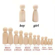 1/5pcs Unfinished Wooden Doll, Wooden Peg Doll Body, Wooden Puppet, Decorative Wooden Peg Doll, Suitable For Children DIY Art & Craft, Painting, Peg Game, Home Party Decor, Various Shapes And Sizes - 35MM - View 5
