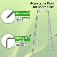 50 Pack Landscape Staples 4 Inch 12 Gauge Garden Stakes Galvanized Garden Staples Pins Anti-Rust Ground Stakes For  Barrier Irrigation Tubing Yard Lawn Landscape Fabric - Silver - View 3