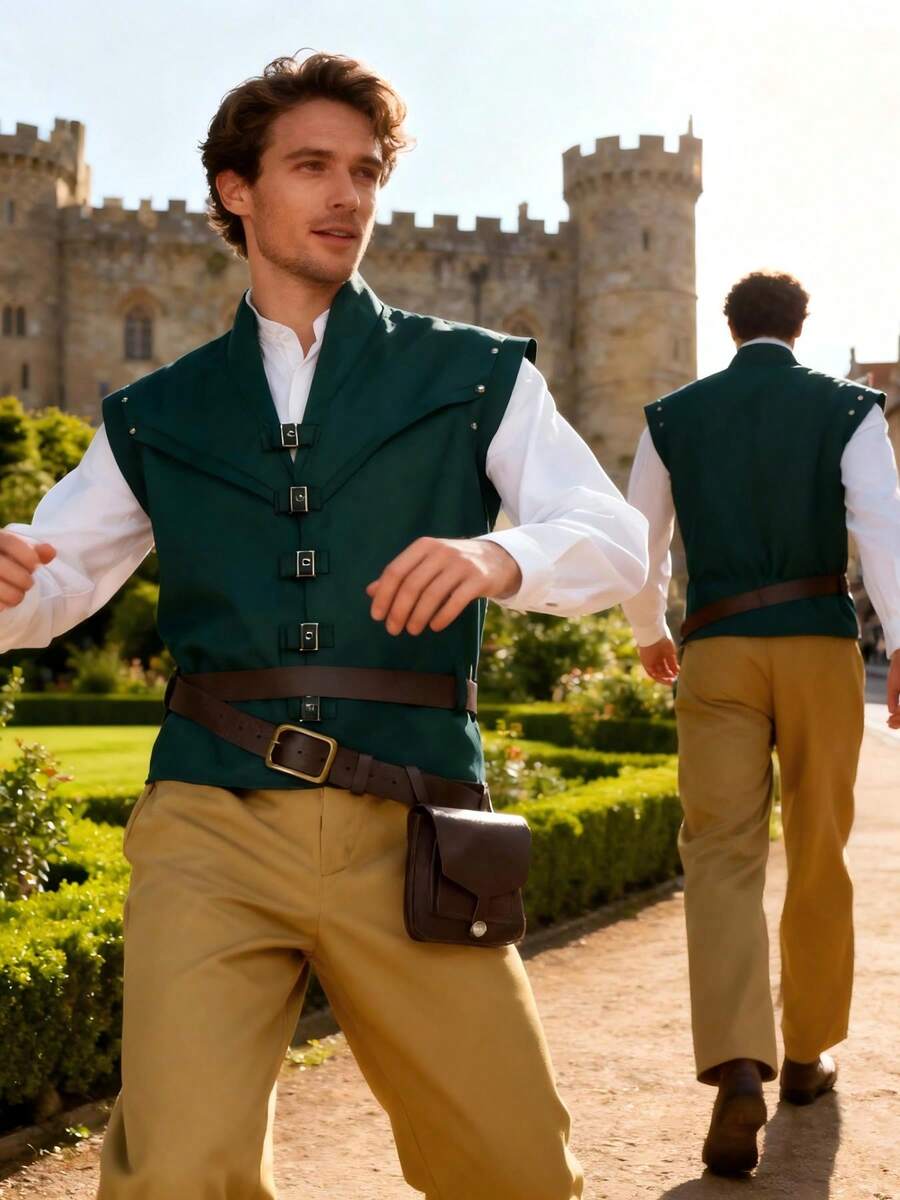 男士万圣节圣诞节动漫主题服装套装，包含衬衫、背心和裤子，适合动漫展、万圣节、狂欢节、化装舞会、主题派对、舞台表演、嘉年华服装、王子角色扮演服装、成人服装套装