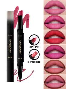 HANDAIYAN 2-In-1 Dual-Ended Lipstick & Lip Liner, Natural Long-Lasting Matte Finish, Gift For Singles Party, Christmas, Winter Camping, Portable Cosmetics - 01 - View 3