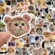 100张趣味猫咪贴纸，适用于水瓶、Kiwaii等，防水，可爱猫咪图案，也可用于Kindle、行李箱、吉他、笔记本电脑等，成人复活节礼物之选。 - 彩色 - 查看 4