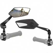 1 Pair Adjustable Rotatable Skateboard Rearview Mirrors - 3 Colors (Yellow/Red/White) Handle Mirrors, Clear Vision - Perfect Accessory For Electric Scooters, Bicycles And Cycling - Black - View 5