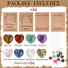 24 chiếc thiệp chúc mừng Ngày Valentine hình trái tim bằng pha lê, không cần nguồn điện, không có lông vũ, quà tặng cho lớp học và các bữa tiệc trường học, thiệp cảm ơn tình bạn [Quà tặng tiệc Ngày Valentine, không có lông vũ] - Nhiều màu - Xem 3