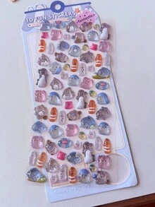 3D可爱贴纸 - 卡通热狗寿司泡泡贴纸，可爱迷你毛绒3D可重复使用贴纸，适用于剪贴簿、计划本、日记本、笔记本、笔记本电脑、手机壳、装饰（纯色） - 彩色 - 查看 14