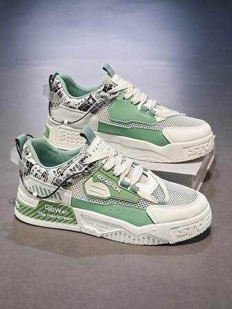 Men's Casual Sports Shoes Sneakers, Retro Color Block Design New Classic Non-Slip Durable Lightweight Low-Top Skate Shoes, Unisex Campus Couple Casual Sports Shoes