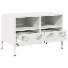 Mobile porta TV vidaXL, bianco, 68x39x43,5 cm, acciaio laminato a freddo - Cammello - Visualizzare 4