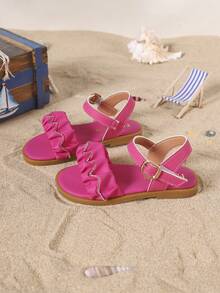 Children's Fashion Outdoor Sandals, Summer Flat Shoes, One-Piece Sandals, New Stylish Elegant Minimalist Girls Shoes - Hot Pink - View 4