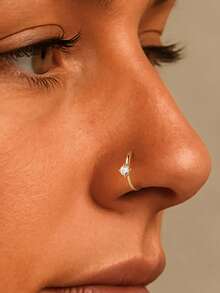 1Pc Flower 925 Sterling Silver Nasen Piercing Women Hiphop Punk Nose Piercing Classic Helix Cartilage For Daily Wear Party Christmas Gifts Fine Jewelry - Gold - View 2