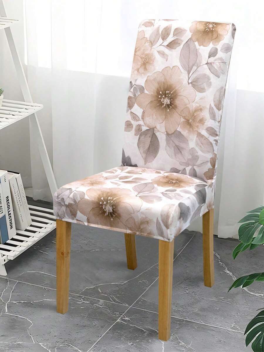 1/4/6PCS Removable Elastic Chair Covers, Polyester Full Coverage, Floral Print Dining Chair Covers, Home Decor Hotel Banquet Restaurant Chair Protector