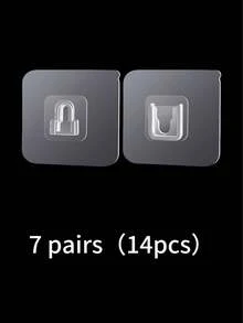7pcs Transparent Adhesive Hooks, No Drilling Required, Bathroom Decor And Accessories, Bathroom Organizer, Home Essentials