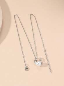 1pc Cute Faux Pearl Deer Pendant Necklace, Simple Women's Jewelry, Christmas Gift