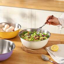 3pcs/Set Stainless Steel Salad Mixing Bowl (With Measurement Marks), Baking & Whipping Bowl, Vegetable Washing Basin Set