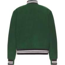 Nike Logo Print Striped Single-Breasted Baseball Jacket Green Outerwear Men - 彩色 - 查看 2
