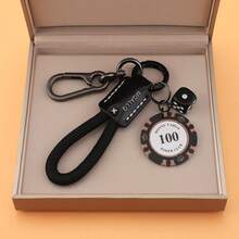 Llavero con colgante de ficha de póquer de aleación de zinc de unicolor y casual, decoración colgante de mochila de varios aros, regalo de alta gama para parejas, instalación DIY - Multicolor - Ver 4