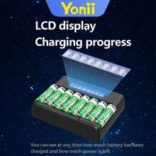 8槽家用电池充电器，支持1.2V镍氢电池和1.5V锂离子电池，可给AA/AAA电池充电，带液晶显示屏 - ALL8(不含電池) - 查看 4