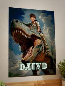 1 Tranh in ảnh cá nhân hóa lên vải canvas - Tranh in trên vải canvas với ảnh và tên của bạn trên tác phẩm nghệ thuật treo tường tùy chỉnh cho phòng ngủ, phòng khách, đám cưới, thú cưng, bạn bè, hình ảnh, ảnh chụp, tranh treo tường có khung, tranh in hình công chúa bé gái/khủng long bé trai, họa tiết kỳ lân, quà tặng trẻ em, quà tặng Giáng sinh, trang trí nhà cửa phòng khách. - khủng long khổng lồ - Xem 4