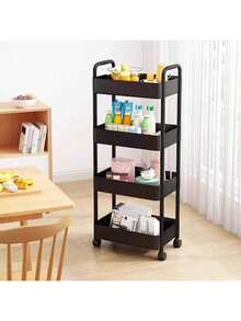 4-Tier White Plastic Rolling Storage Cart, With 360-Degree Swivel Wheels - Easy To Assemble, Waterproof And Durable, Ideal For Bathroom, Bedroom Storage, Bathroom Storage Solution | Modern Storage Cart | Durable Plastic Rack, Bathroom Organizer Rack, Storage Cart, Shelving Unit, Factory Direct