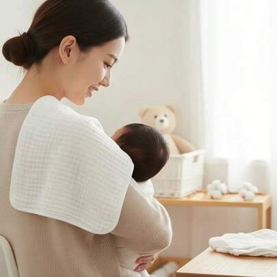 6 st rena vita babyhanddukar - Unisex 6-lagers gasvävsdesign, stark vattenabsorption, mjuk och bekväm, hälsosam och kan användas som burp-dukar, handdukar, ansiktsdukar, etc., lämplig för alla årstider - bästa presenten för semester och det bästa valet För nyblivna föräldrar