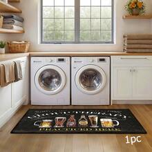 1pc Funny Wine Culture Pattern Printed Rug, Faux Wool Mat - Highly Absorbent, Easy To Clean, Suitable For Home Decor, Farmhouse, Entryway, Indoor, Room, Kitchen, Dining Room, Small Office/Home Office, Sink, Laundry Room, Doormat, Kitchen Mat, Non-Slip Mat