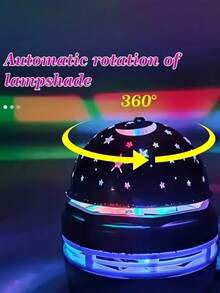 1个USB供电星空水晶投影灯，LED夜灯，适合家居卧室氛围装饰，DJ俱乐部旋转星月灯，感恩节、情人节、生日的完美礼物 - 彩色 - 查看 6